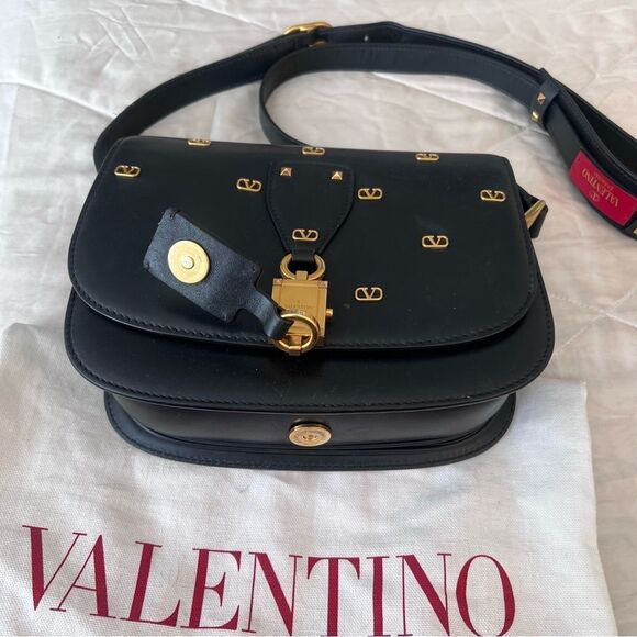 Valentino Garavani Black Leather Saddle Bag - Picture 7 of 16